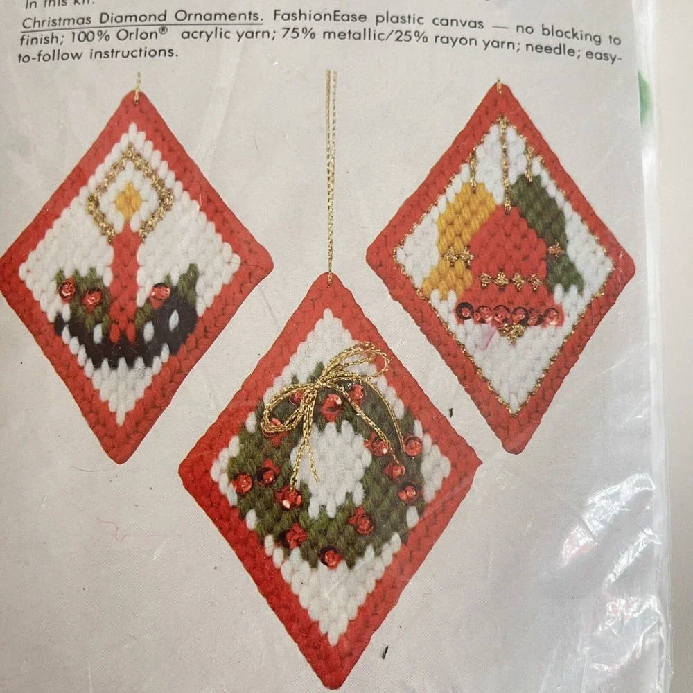 Vtg 80s CM Columbia-Minerva Needlepoint Christmas Ornament‎ Kit New COMPLETE